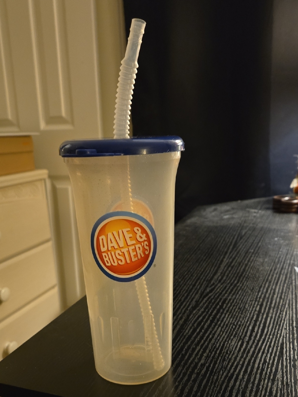Dave & Buster's Blue-Lid Reusable Tumbler with Straw